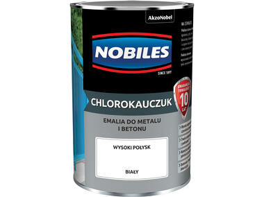 Zdjęcie: Emalia do metalu i betonu Chlorokauczuk biały wysoki połysk 0,9 L NOBILES