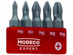 Zestaw bitów 25 mm PH0 PH1 PH2 SL5 6 5 - blister - 5 elementów MODECO EXPERT