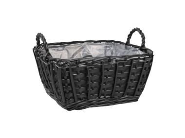 Zdjęcie: Koszyk kwadratowy wiklinowy z uchwytami czarny TIN TOURS
