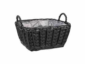 Koszyk kwadratowy wiklinowy z uchwytami czarny TIN TOURS