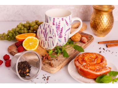 Zdjęcie: Kubek z zaparzaczem i pokrywką 340 ml dekoracja lawenda ALTOM DESIGN