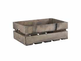 Skrzynka drewniana 41x26,5x15,5 cm szara TIN TOURS