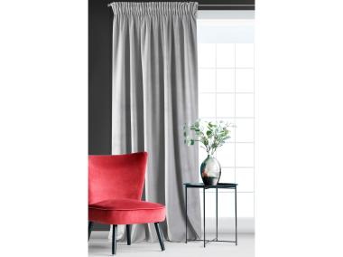 Zdjęcie: Zasłona Vellis 140x270 cm srebrna na taśmie EUROFIRANY