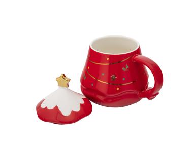 Zdjęcie: Kubek choinka czerwona 420 ml z pokrywką ALTOM DESIGN