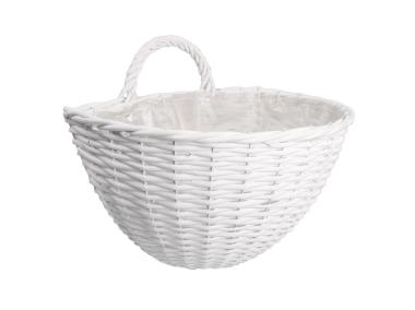 Zdjęcie: Kosz wiklinowy zawieszany na ścianę 39x26x24/31 cm biały TIN TOURS