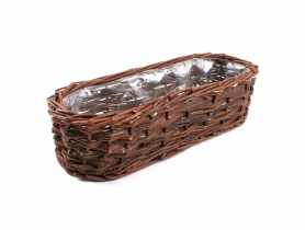 Balkonówka doniczka wiklinowa brązowa 41x13x11 cm TIN TOURS
