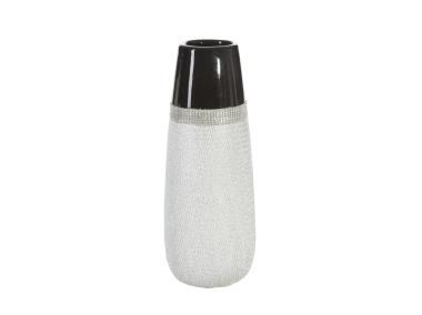 Zdjęcie: Wazon dekoracyjny Fena 13x13x33 cm czarno-srebrny EUROFIRANY