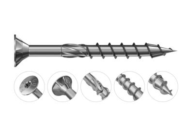 Zdjęcie: Wkręty konstrukcyjne z niepełnym gwintem i łbem stożkowym 4,0x60 mm, 16 sztuk RAWLPLUG