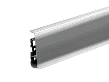 Zdjęcie: Listwa przypodłogowa PVC Hi Line Prestige 2,2x7,5 cm 2,50 m Aluminium szczotkowane Mat CEZAR