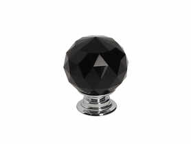 Gałka meblowa GP14 fi 30 szkło czarne + chrom GAMET