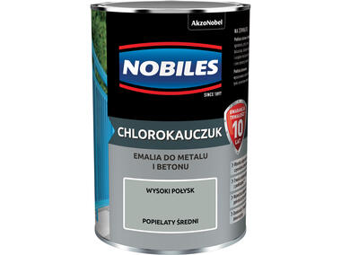 Zdjęcie: Emalia do metalu i betonu Chlorokauczuk popielaty średni wysoki połysk 0,9 L NOBILES