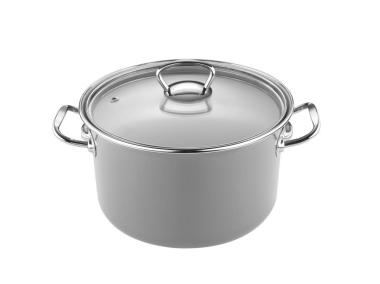 Zdjęcie: Garnek emaliowany Primario z pokrywką 18 cm - 2,7 L prosty szary EMALIA PLESZEW