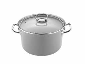 Garnek emaliowany Primario z pokrywką 18 cm - 2,7 L prosty szary EMALIA PLESZEW