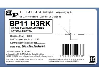 Zdjęcie: Listwa do boniowania PVC kątowa z siatką BP11 H3RK L300 biała BELLA-PLAST