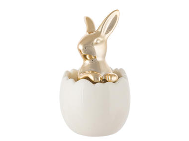 Zdjęcie: Figurka ceramiczna złoty zając w jajku 5,5x5,5x9,5 cm dekor B ALTOMDESIGN