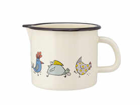 Kubek emaliowany z dzióbkiem 1,15 L dekor Kurki SILESIA