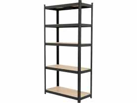 Regał metalowy wciskany, 5 półek, 180x90x40, 175 kg, czarny PROFIX