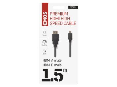 Zdjęcie: Przewód Hdmi 2.0 wtyk A - wtyk D, 1,5m EMOS