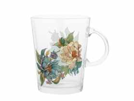 Kubek szklany Atena 420 ml dekoracja peonia ALTOM DESIGN