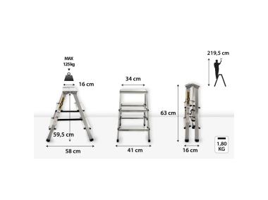 Zdjęcie: Drabina aluminiowa dwustronna 2x3 stopnie 125 kg DRABEST