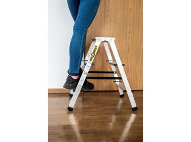 Zdjęcie: Drabina aluminiowa dwustronna 2x3 stopnie 125 kg DRABEST