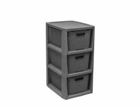 Regał rattanowy 3 szuflady 24,1x29,6x51 cm antracyt BRANQ
