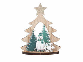 Figurka drewniana choinka 10,5x13,5 cm dekor Miś ALTOMDESIGN