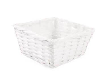 Zdjęcie: Koszyk osłonka na doniczkę 20x20x9 cm kwadratowy biały TIN TOURS