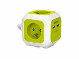 Przedłużacz kostka 4x2P+Z, 2xUSB, 1,4 m limonka ORNO