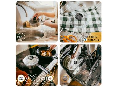 Zdjęcie: Rondel ze stali nierdzewnej z pokrywką 1,5 L FISKARS