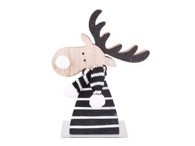 Zdjęcie: Renifer drewniany 18x14x2 cm czarny w paski ALTOMDESIGN