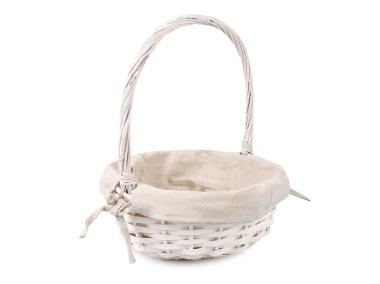 Zdjęcie: Kosz wiklinowy okragły z materiałem 24x10/30 cm biały TIN TOURS