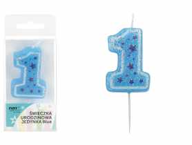 Świeczka urodzinowa Jedynka, Blue DECOR