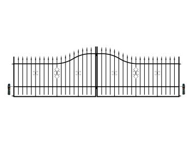 Zdjęcie: Brama dwuskrzydłowa Iga 5,00 m, 1,20-1,50 m, ocynk+RAL9005 z automatem POLBRAM