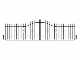 Brama dwuskrzydłowa Iga 5,00 m, 1,20-1,50 m, ocynk+RAL9005 z automatem POLBRAM