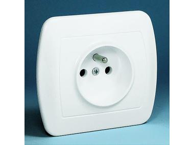 Zdjęcie: Gniazdo pojedyncze z uziemieniem AGZ1 białe ECOLINE