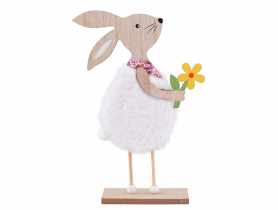 Figurka drewniana Zajączek w białym futerku 12,5x4,5x20cm ALTOMDESIGN