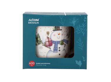 Zdjęcie: Kubek baryłka szeroka 400 ml dekoracja bałwanek ALTOM DESIGN