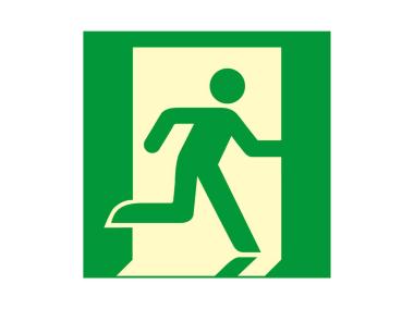 Zdjęcie: Oznaczenie "Drzwi ewakuacyjne w prawo" 15x15 cm płyta METRO