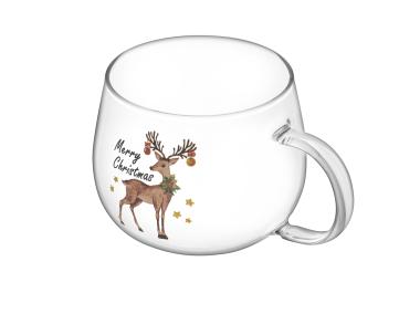 Zdjęcie: Kubek szklany 430 ml dekoracja renifer ALTOM DESIGN