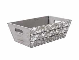 Skrzynka drewniana 30x19,5x10 cm szara TIN TOURS