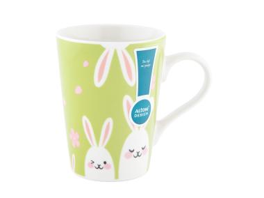 Zdjęcie: Kubek stożek 420 ml dekoracja białe zajączki ALTOM DESIGN