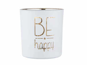 Świecznik szklany biały ze złotym wnętrzem 7x8 cm Be Happy ALTOMDESIGN