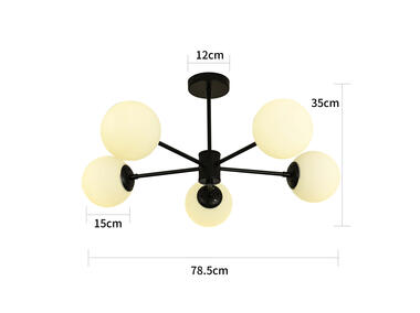 Zdjęcie: Lampa wisząca Roma 5 czarna LIGHT PRESTIGE