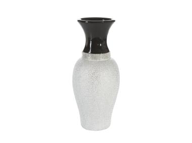 Zdjęcie: Wazon dekoracyjny Fena 13x13x30 cm czarno-srebrny EUROFIRANY