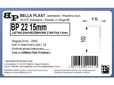 Zdjęcie: Listwa PVC zakończeniowa z siatką BP22 L200 15 mm biała BELLA PLAST