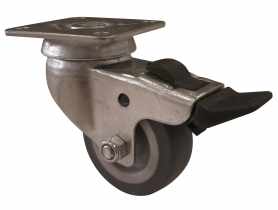 Kółka do wózków gumowe obrotowe z hamulcem 100x23 mm, 65 kg HSI