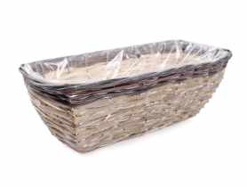 Balkonówka doniczka wiklinowa do obsadzania kwiatami 40x16x13 cm brąz TIN TOURS