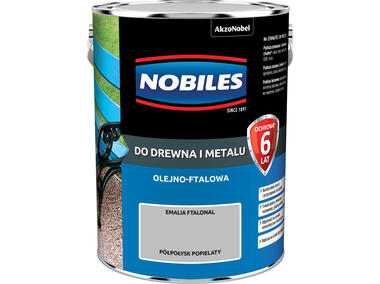 Zdjęcie: Farba ftalowa do drewna i metalu Ftalonal 5 L popielaty NOBILES
