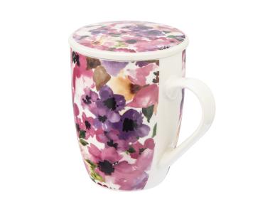 Zdjęcie: Kubek z zaparzaczem i pokrywką 340 ml dekoracja kwiaty ALTOM DESIGN